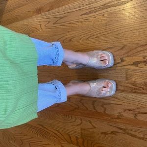 Iridescent glittery sandals